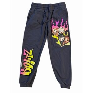 BRATZ Sweatpants Y2K Girls Size 7/8 Gray Fleece Graphic Logo Athlesiure 2000s